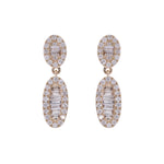 Load image into Gallery viewer, EFJ54504. 14K Solid Gold Diamond Baguette Dangle Stud Earrings