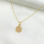 Load image into Gallery viewer, 14K Solid Gold Hexagon Shape Charm with Diamonds. GDP399