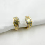 Load image into Gallery viewer, HP401867. 14K Solid Yellow Matte Gold Diamond Hoop Earring