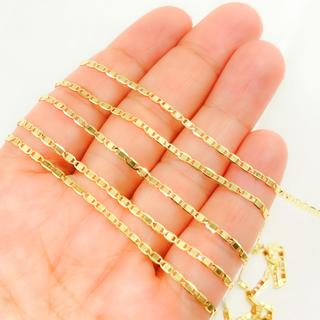14k Solid Gold Mirror Marina Link Chain