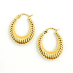 Load image into Gallery viewer, GER128. 14K Solid Gold Chunky Croissant Hollow Hoop Earrings