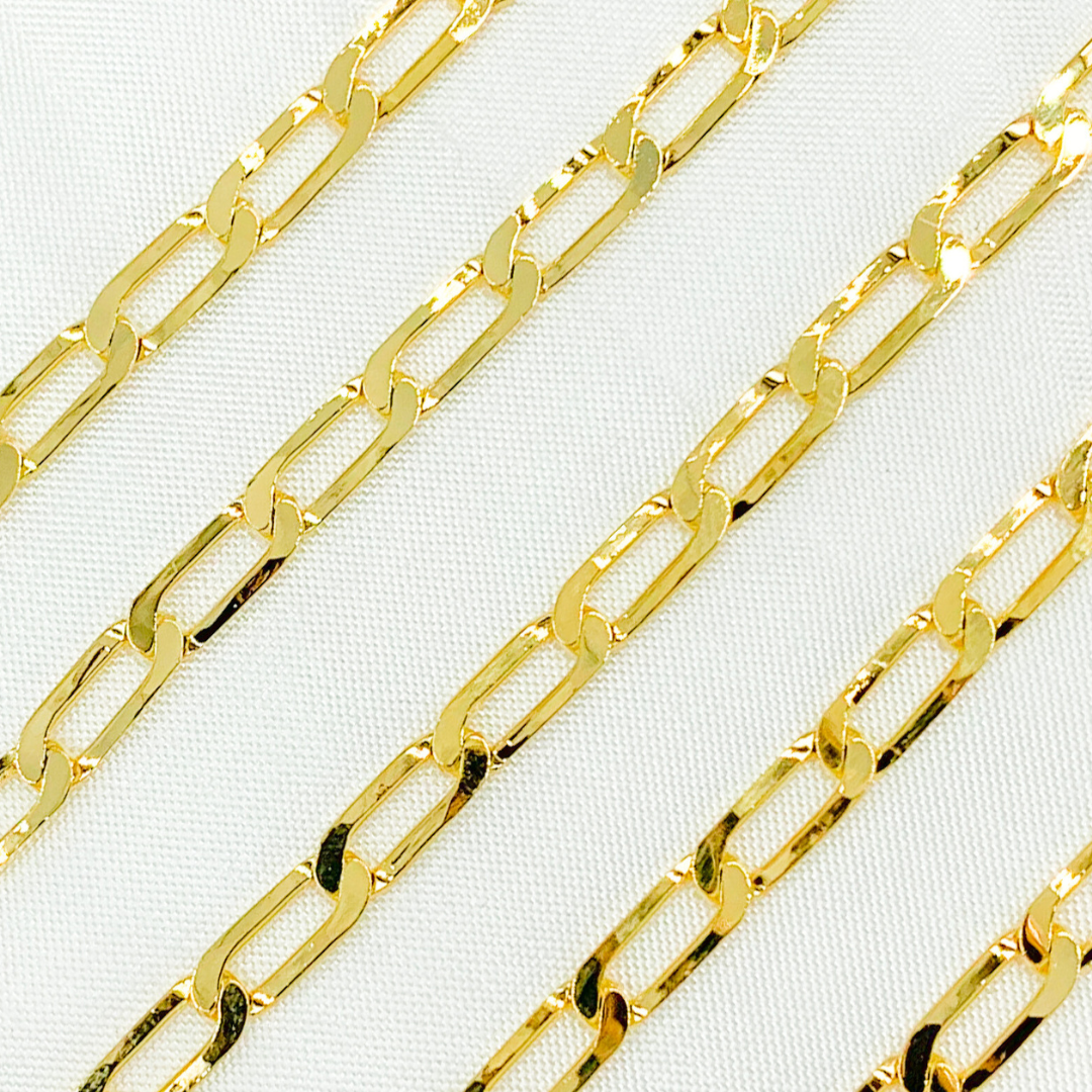 Gold Plated 925 Sterling Silver Ultra Flat Paperclip Chain. Z60GP