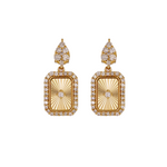 Load image into Gallery viewer, EFH53479. 14K Solid Gold and Diamonds Rectangular Dangle Earrings