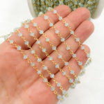 Load image into Gallery viewer, Aqua Color Chalcedony Gold Plated 925 Sterling Silver Wire Chain. PCL9