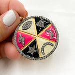 Load image into Gallery viewer, Shop Now Sterling Silver Lucky Round Enamel Pendants