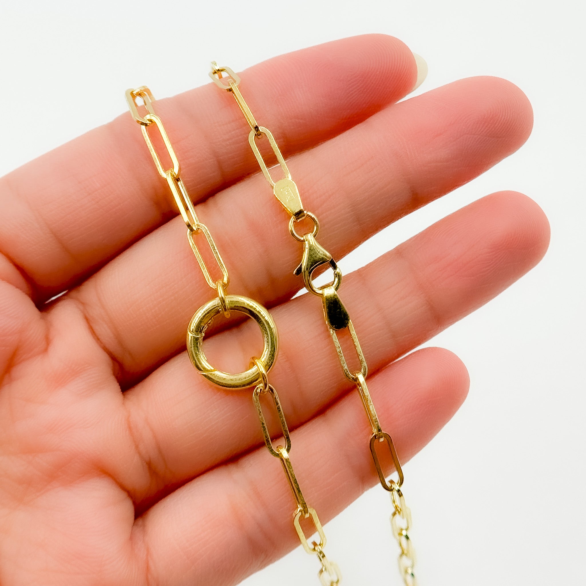 14K Yellow Gold Hollow Flat Paperclip Chain
