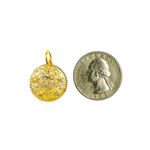 Load image into Gallery viewer, 14K Solid Gold Diamond Circle Charm with Stars. KG30