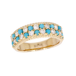 Load image into Gallery viewer, RAI02179TQ. 14K Solid Gold Diamond and Turquoise Band Ring