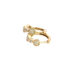 Load image into Gallery viewer, HP402138. 14K Solid Gold Diamond Circles and Pentagon Shapes Small Hoop