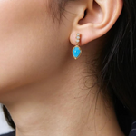 Load image into Gallery viewer, Buy Gold Diamonds and Turquoise Drop Dangle Earrings