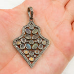 Load image into Gallery viewer, DSP012. Diamond Sterling Silver Fancy Shape Pendant with Gemstone