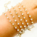 Load image into Gallery viewer, Coated White Topaz Gold Plated Wire Chain. TOP7