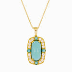 Load image into Gallery viewer, CP97140TQ15X7.5. 14k Solid Gold Diamond and Turquoise Fancy Rectangle Necklace