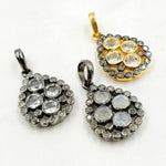 Load image into Gallery viewer, DSP08. Diamond Sterling Silver Drop Pendant with Gemstone