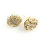 Load image into Gallery viewer, EFH52014. 14K Solid Gold and Diamonds Oval Earrings