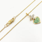 Load image into Gallery viewer, Gold Diamond and Emerald Heart Necklace