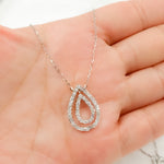 Load image into Gallery viewer, NT401023. 14k Solid Gold Diamond Double Drop Necklace