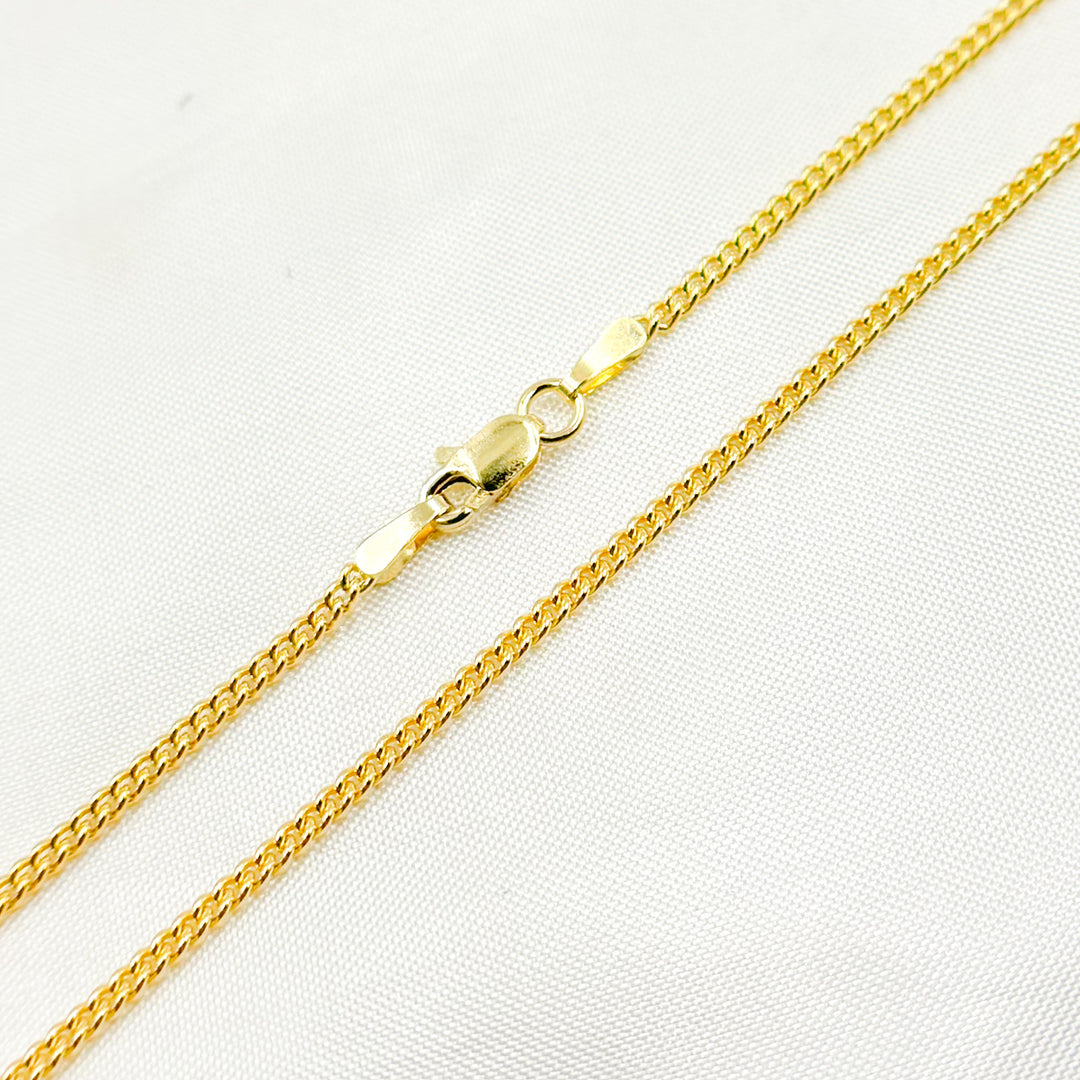 14K Solid Gold Smooth Curb Link Chain