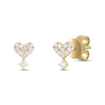 Load image into Gallery viewer, ER421146. 14K Solid Gold Diamond Heart Studs
