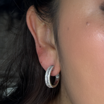 Load image into Gallery viewer, HP112186W. 14k Solid White Gold Diamond Baguette Hoops