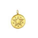 Load image into Gallery viewer, GDP221. 14K Solid Gold Diamonds Circle Star Charm