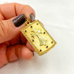 Load image into Gallery viewer, DP312. Diamond Sterling Silver Rectangle Cross Pendant with Gemstone