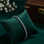 Load image into Gallery viewer, CB97275BS3. 14k Solid Gold Diamond and Blue Sapphire Tennis Bracelet