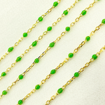 Load image into Gallery viewer, 925 Sterling Silver Gold Plated Enamel Lemon Green Color Cable Chain. V203LMGP

