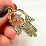 Load image into Gallery viewer, DP048. Diamond & Sterling Silver Hamsa Pendant with Star
