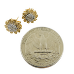 Load image into Gallery viewer, EFB51035. 14K Solid Gold and Diamonds Flower Earrings