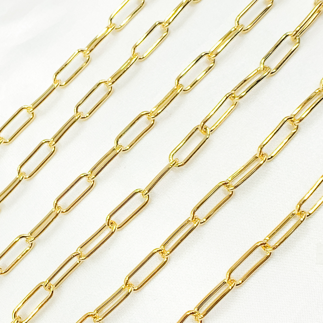 Gold Plated 925 Sterling Silver Smooth Paperclip Chain. V6GP