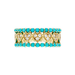 Load image into Gallery viewer, RFF18355TQ. 14k Solid Gold Diamond and Turquoise Heart Band Ring