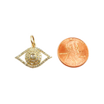 Load image into Gallery viewer, 14K Solid Gold Charm. Evil Eye Pendant with Diamonds. KG71