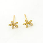 Load image into Gallery viewer, ER413387. 14K Solid Gold Diamond Flower Studs