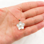 Load image into Gallery viewer, Gold Diamond Mother of Pearl Flower Necklace