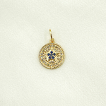 Load image into Gallery viewer, 14K Solid Gold Diamond and Gemstone Star Circle Charm. GDP366