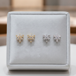 Load image into Gallery viewer, EFF53682. 14K Solid White Gold Diamond Flower Stud Earrings
