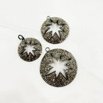 Load image into Gallery viewer, DE017. Sterling Silver Black Rhodium Diamond Round Star Pendant