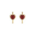 Load image into Gallery viewer, CE96390. 14k Solid Gold Diamond and Gemstone Heart Hoops