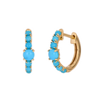 Load image into Gallery viewer, EHZ57439TQ. 14K Solid Gold Turquoise Hoops