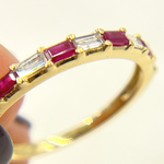 Load image into Gallery viewer, 14K Solid Yellow Gold Diamond and Ruby Ring.