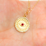 Load image into Gallery viewer, 14K Solid Gold Diamond Evil Eye Circle Charm. GDP436
