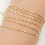 Load image into Gallery viewer, 14k Solid Yellow Gold Smooth Round Bars Link Chain