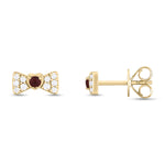 Load image into Gallery viewer, ER421151. 14K Solid Gold Diamond and Gemstone Coquette Bow Studs