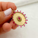 Load image into Gallery viewer, 14K Solid Gold Diamond and Gemstone Oval Charm. GDP565