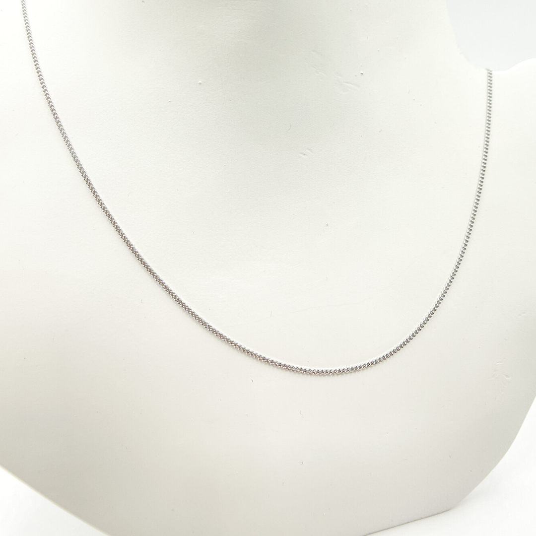 14K Solid White Gold Cable Necklace. 030GT2WG