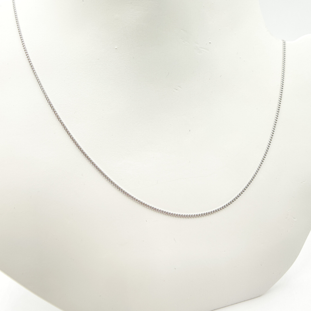 14K Solid White Gold Curb Chain