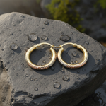 Load image into Gallery viewer, GER77. 14K Tri-Color Gold Diamond-Cut Hollow Hoop Earrings