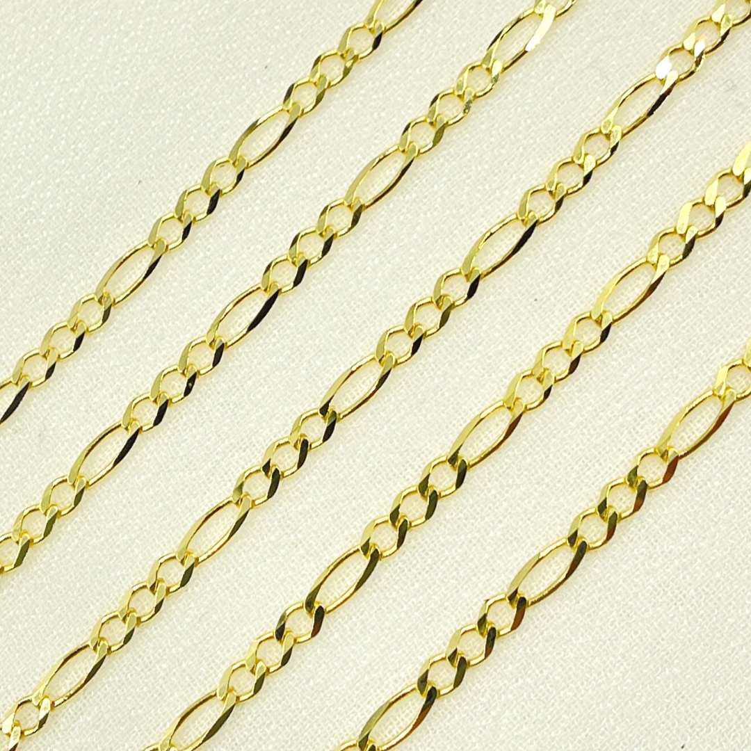 14K Solid Yellow Gold Figaro Chain by Foot