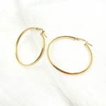 Load image into Gallery viewer, GER168. 14K Solid Gold Hollow Hoop Earrings